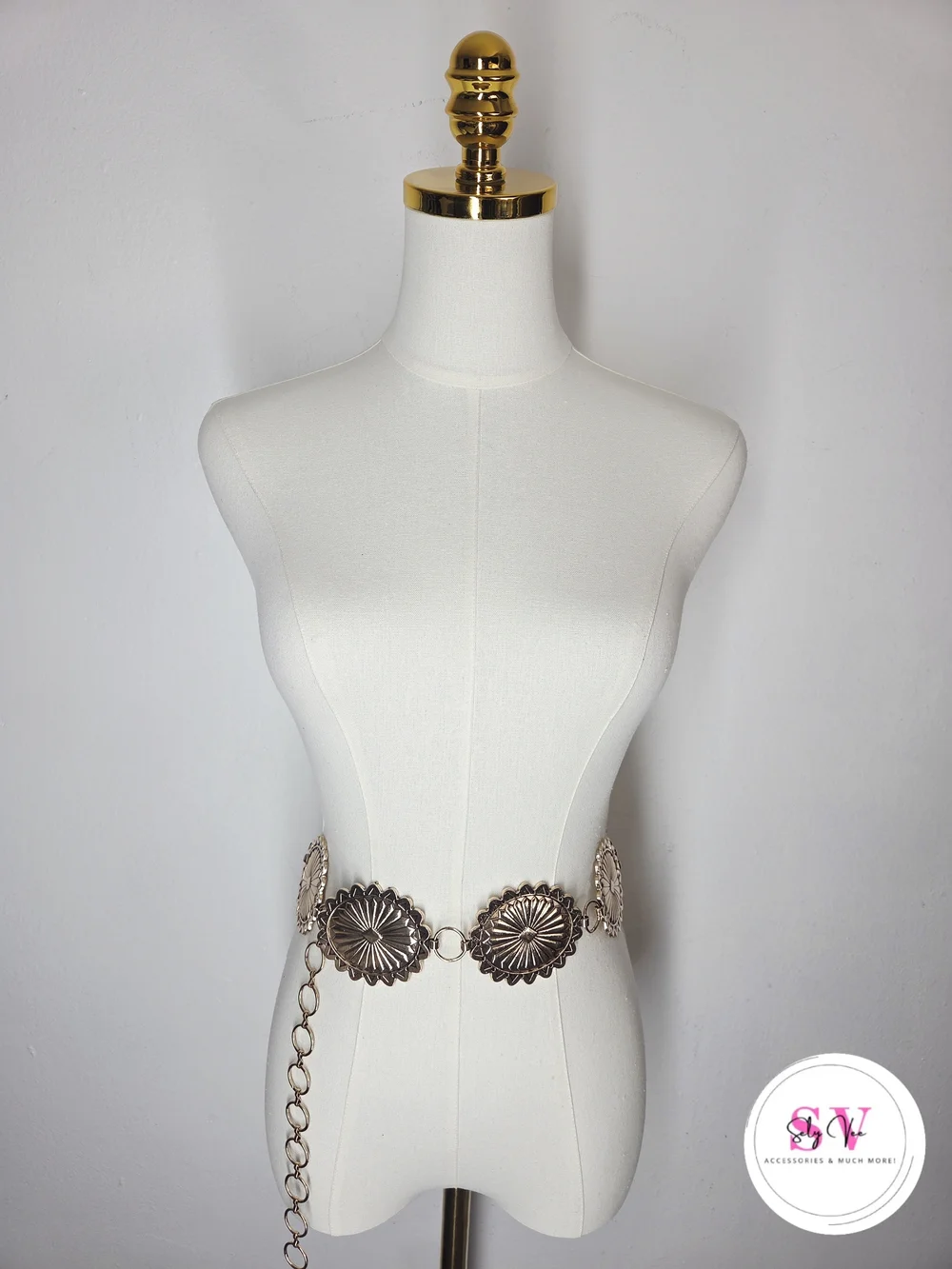 Gold Floral Medallion Chain Waist Belt